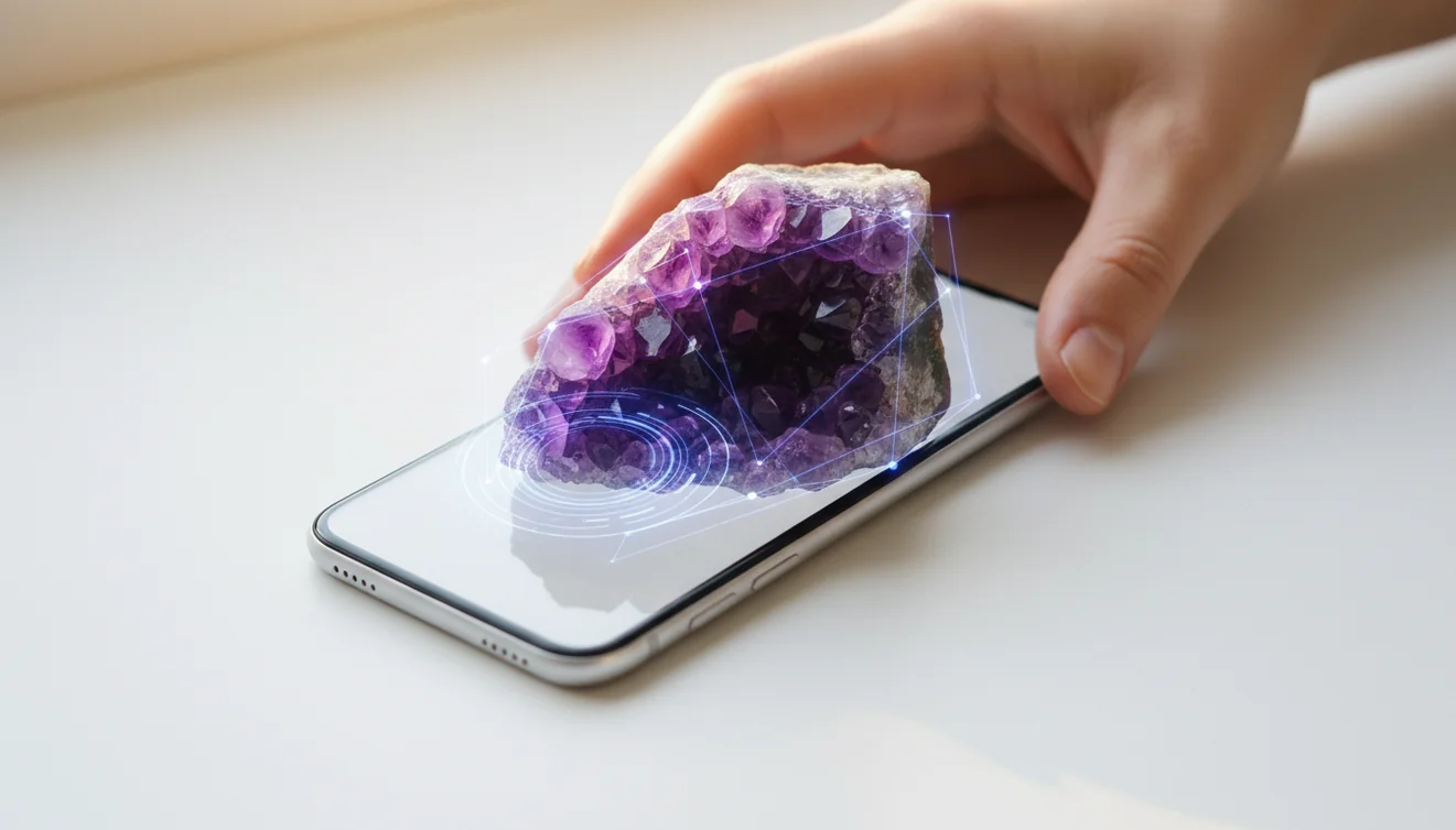 Crystal identifier AI scanning a mineral specimen